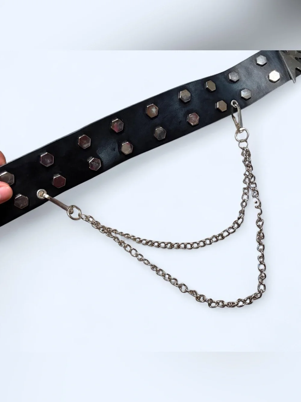 Goth Black Chain Stud Belt!